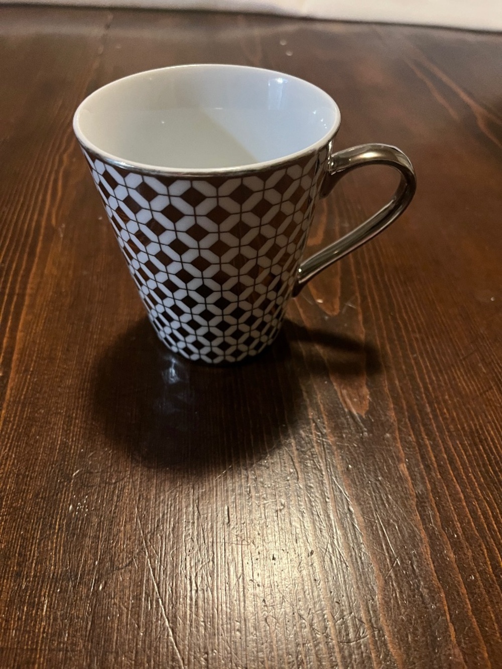 Y2K - Vintage Torre & Tagus Platinum Silver Geometric Optical Cube Ceramic Mug